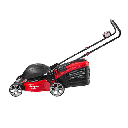 Sharpex 1800W Electric Lawn Mower 18 Inch Blade |  Grass Cutting Machine with 70L Grass Catcher Box |  Adjustable Height Lawn Mower Electric for Garden,  Yard, and Farm (Single Phase 2.5HP Motor, Red)
