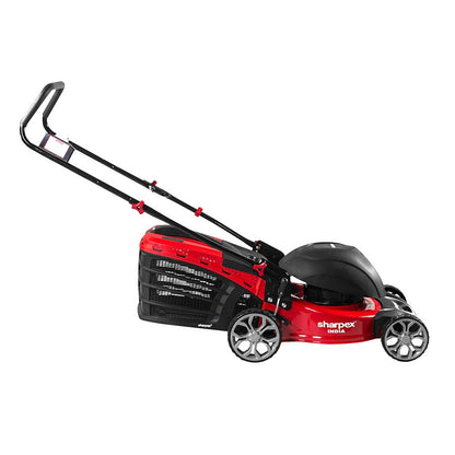 Sharpex 1800W Electric Lawn Mower 18 Inch Blade |  Grass Cutting Machine with 70L Grass Catcher Box |  Adjustable Height Lawn Mower Electric for Garden,  Yard, and Farm (Single Phase 2.5HP Motor, Red)