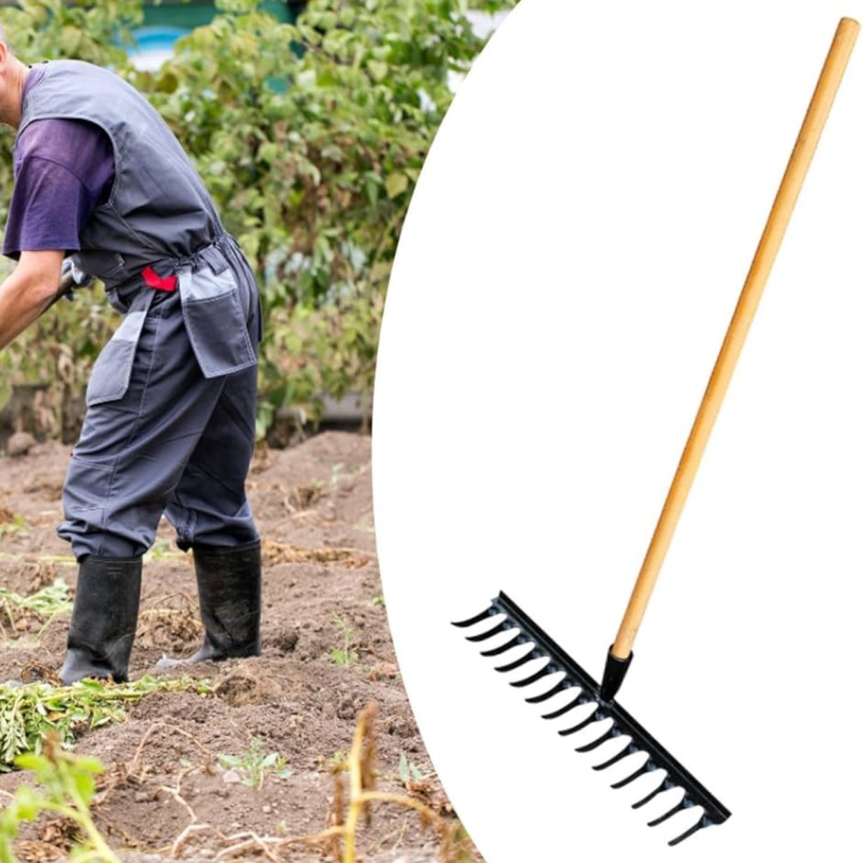 16 TEETH WOODEN HANDLE RAKE