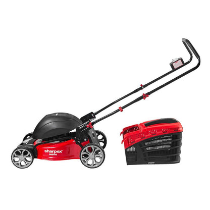 Sharpex 1800W Electric Lawn Mower 16 Inch Blade |  Grass Cutting Machine with 45L Grass Catcher Box |  Adjustable Height Lawn Mower Electric for Garden,  Yard, and Farm (Single Phase 2.5HP Motor, Red)